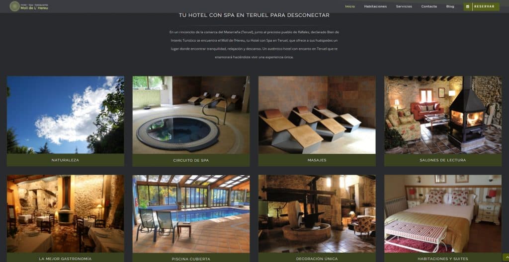 Proyecto web para hoteles - Hotel Spa con encanto - Hotel Molí del Hereu